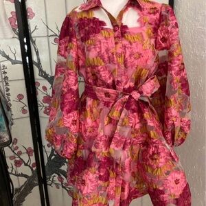 YH & CO Pink and Yellow Floral Dress